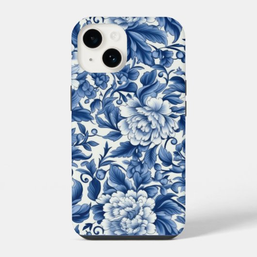 Coque Pour iPhone 14 Fleurs bleues Indigo (Verso)