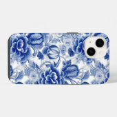 Coque Pour iPhone 14 Fleurs bleues Indigo (Verso Horizontal)