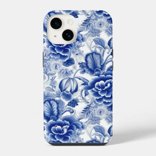 Coque Pour iPhone 14 Fleurs bleues Indigo (Verso)