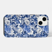 Coque Pour iPhone 14 Fleurs bleues Indigo (Verso Horizontal)