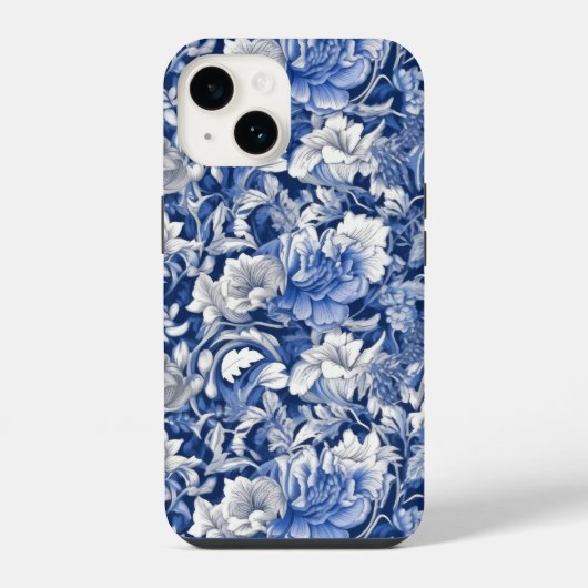 Coque Pour iPhone 14 Fleurs bleues Indigo (Verso)