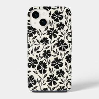 Coque Pour iPhone 14 Fleurs de la main noire et blanche