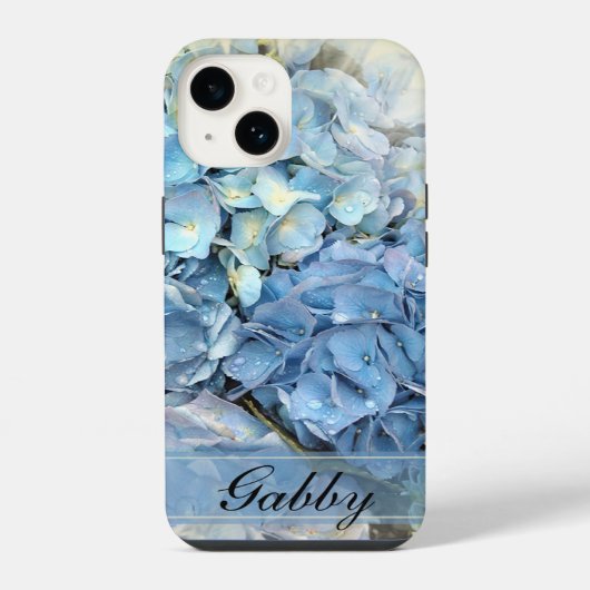 Coque Pour iPhone 14 Fleurs d'Hydrangée Bleue (Verso)