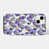 Coque Pour iPhone 14 Fleurs d'Iris Violettes (Verso Horizontal)