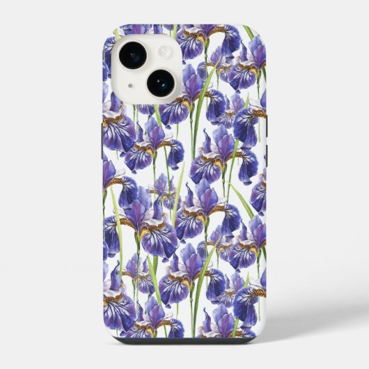 Coque Pour iPhone 14 Fleurs d'Iris Violettes (Verso)