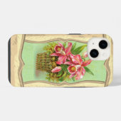 Coque Pour iPhone 14 Fleurs d'orchidée rose  (Verso Horizontal)