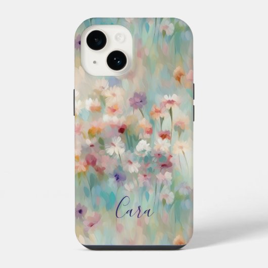 Coque Pour iPhone 14 Fleurs impressionnistes modernes (Verso)