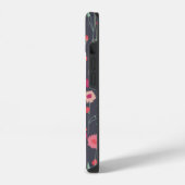 Coque Pour iPhone 14 Fleurs monogramme noir rose (Côté gauche)