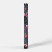 Coque Pour iPhone 14 Fleurs monogramme noir rose (Côté droit)