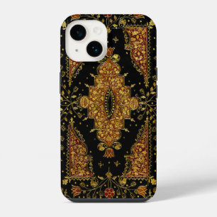 Coque Pour iPhone 14 Fleurs noires et dorées tombées