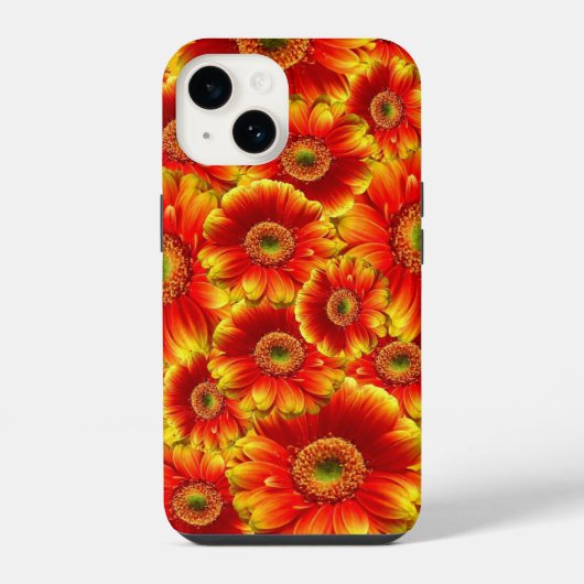 Coque Pour iPhone 14 Fleurs orange vif (Verso)