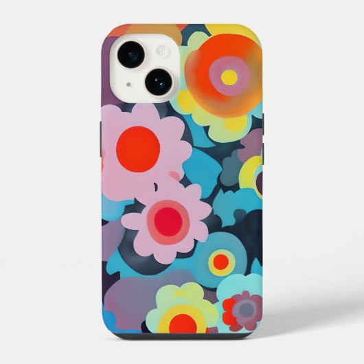 Coque Pour iPhone 14 Fleurs rétro mod  (Verso)