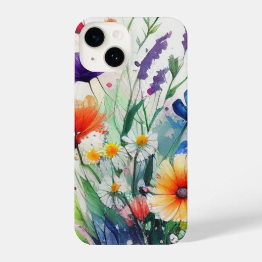 Coque Pour iPhone 14 Fleurs sauvages Aquarelle tendance (Verso)