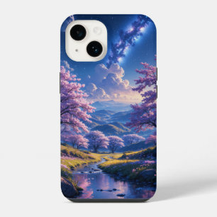 Coque Pour iPhone 14 Fleurs sous un ciel étoilé