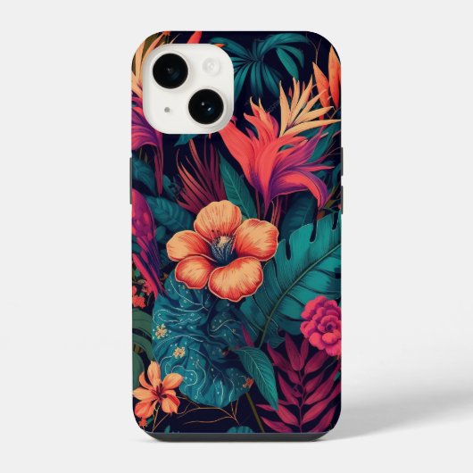 Coque Pour iPhone 14 Fleurs tropicales (Verso)