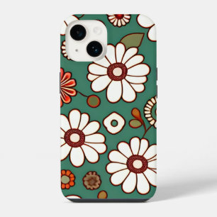Coque Pour iPhone 14 Fleurs vintages sur un Arrière - plan vert