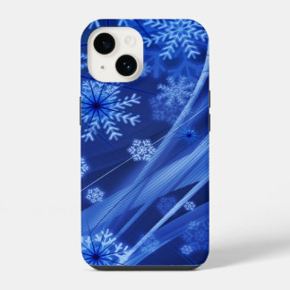 Coque Pour iPhone 14 Flocons de neige de l'hiver bleu de Noël