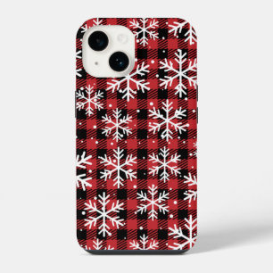 Coque Pour iPhone 14 Flocons de neige de Noël Motif carreaux de Buffalo