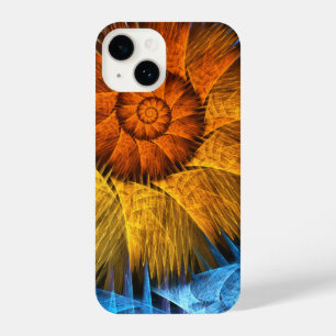Coque Pour iPhone 14 Floral Orange Bleu Jaune Art Abstrait