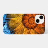 Coque Pour iPhone 14 Floral Orange Bleu Jaune Art Abstrait (Verso Horizontal)