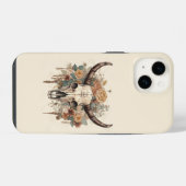 Coque Pour iPhone 14 Flore du crâne du Boho occidental (Verso Horizontal)