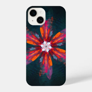 Coque Pour iPhone 14 Flore Mandala Flowers Orange Red Blue Abstract