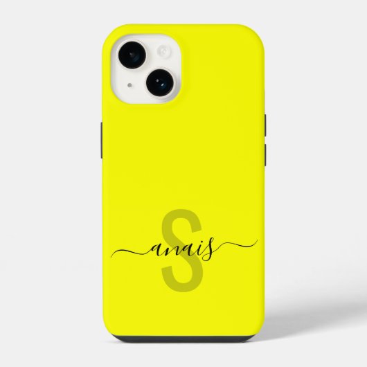 Coque Pour iPhone 14 Fluorescent brillant Neon couleur Nom du monogramm (Verso)
