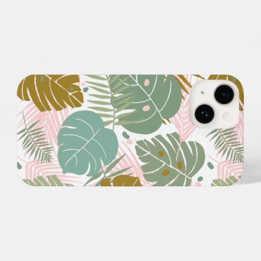 Coque Pour iPhone 14 Foliage Tropical - Motif Monstère Et Feuille De Pa (Verso Horizontal)