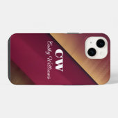 Coque Pour iPhone 14 Fond bordeaux et or (Verso Horizontal)