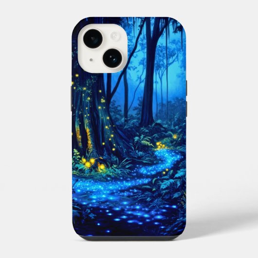 Coque Pour iPhone 14 Forêt Bio Luminescente (Verso)