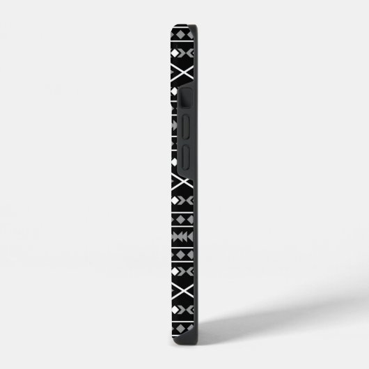 Coque Pour iPhone 14 Formes aztèques Motif blanc gris noir (Côté gauche)