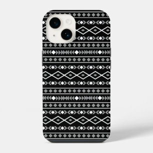 Coque Pour iPhone 14 Formes aztèques Motif blanc gris noir
