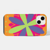 Coque Pour iPhone 14 Formes florales orange vibrant (Verso Horizontal)