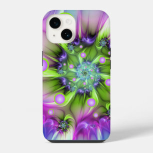 Coque Pour iPhone 14 Formes rondes en spirale colorées Art fractal abst