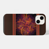 Coque Pour iPhone 14 Fractale orange et noir (Verso Horizontal)