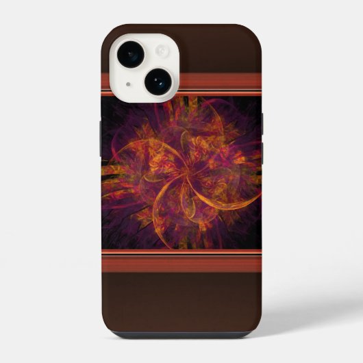 Coque Pour iPhone 14 Fractale orange et noir (Verso)