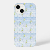 Coque Pour iPhone 14 French Country Lemon – Blue Stripe Bow Pattern (Verso)