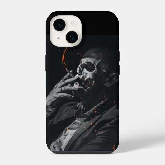 Coque Pour iPhone 14 Fumer Squelette Cigarette (Verso)