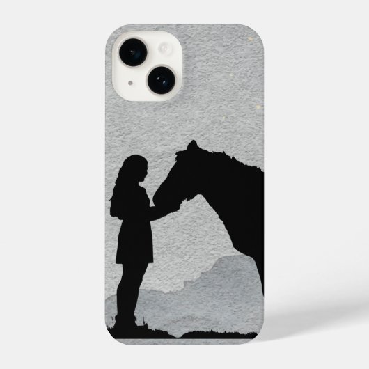 Coque Pour iPhone 14 Fun Graphic Art Girl and Horse (Verso)