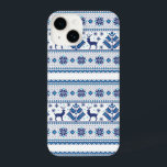 Coque Pour iPhone 14 Fun Vintage Blue Christmas Sweat Motif<br><div class="desc">Fun Vintage Blue Christmas Sweat Motif</div>