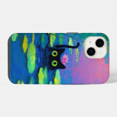 Coque Pour iPhone 14 Funny Chat noir nager dans l'étang | L'art bizarre (Verso Horizontal)