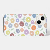Coque Pour iPhone 14 Fuzzy Flower Rpt Pattern Pastels on White (Verso Horizontal)
