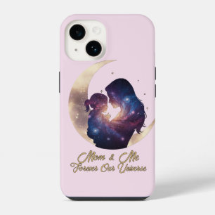 Coque Pour iPhone 14 Galaxie Maman & Enfant Silhouette Art Lunaire