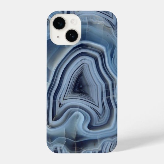 Coque Pour iPhone 14 Géode d'Agate Smoky Bleu (Verso)