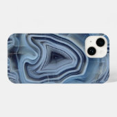 Coque Pour iPhone 14 Géode d'Agate Smoky Bleu (Verso Horizontal)