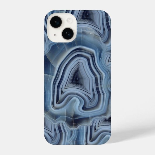 Coque Pour iPhone 14 Géode d'Agate Smoky Bleu (Verso)