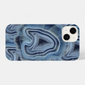 Coque Pour iPhone 14 Géode d'Agate Smoky Bleu (Verso Horizontal)