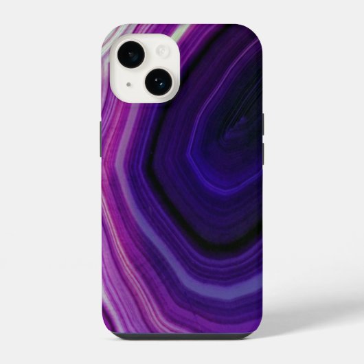 Coque Pour iPhone 14 Géode Violet Tourbillonnant Tombé (Verso)