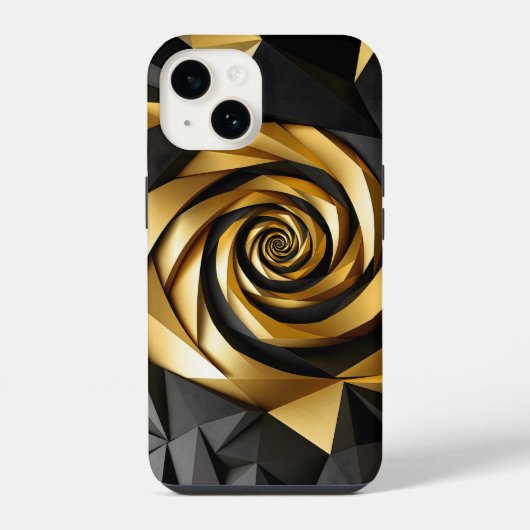 Coque Pour iPhone 14 Géométrie spirale dorée (Verso)