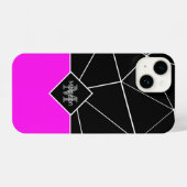 Coque Pour iPhone 14 Géométrie triangulaire noir blanc néon rose (Verso Horizontal)